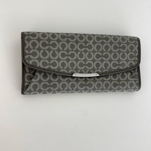 Coach Light Gray Jacquard Slim Envelope Wallet Madison Op Art Needlepoint - Picture 2 of 11